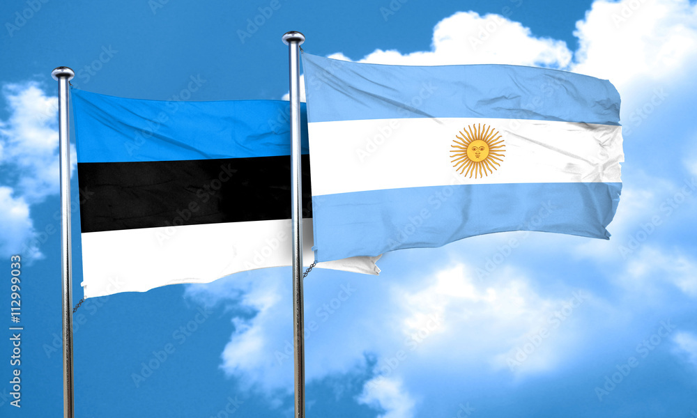 estonia flag with Argentine flag, 3D rendering estonia flag with Argentine flag, 3D rendering