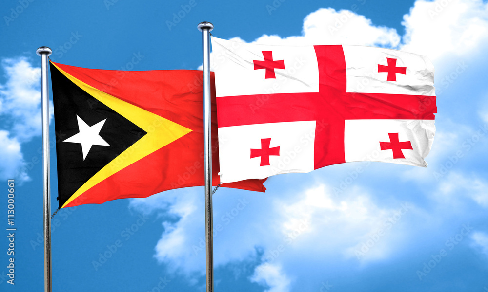east timor flag with Georgia flag, 3D rendering