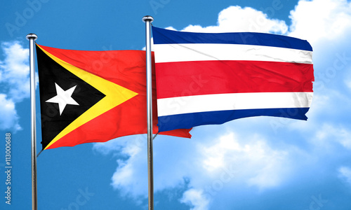 east timor flag with Costa Rica flag, 3D rendering