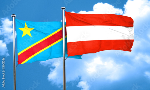 Democratic republic of the congo flag with Austria flag, 3D rend Free Download Democratic republic of the congo flag with Austria flag, 3D rend - GFXLoad