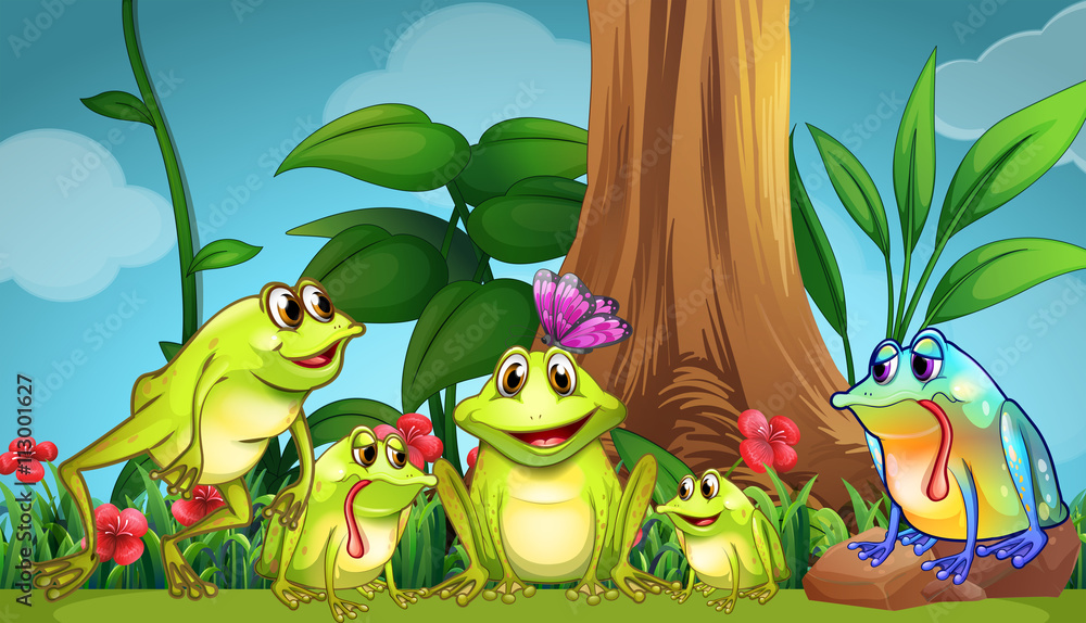 Fototapeta premium Frogs sitting on the grass