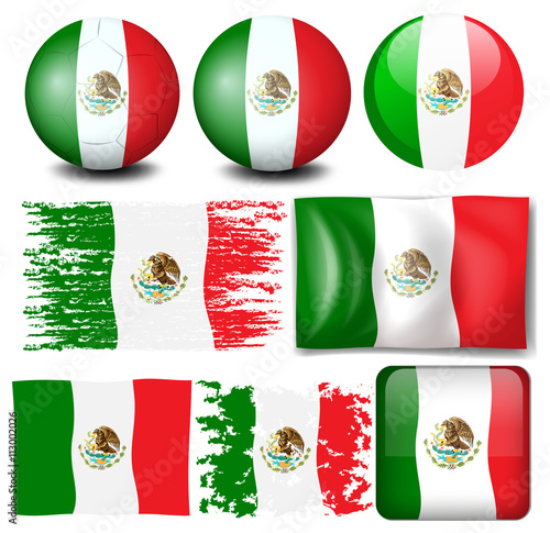 Mexico flag in many design