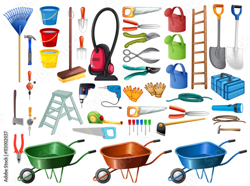 Different household tools and equipments