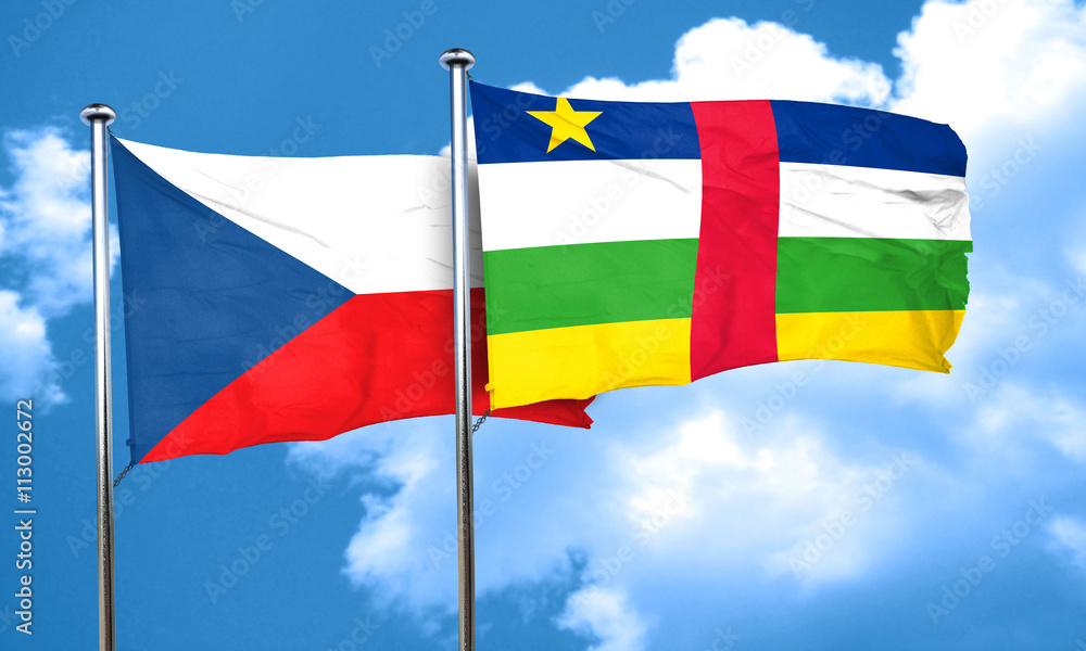 czechoslovakia flag with Central African Republic flag, 3D rende czechoslovakia flag with Central African Republic flag, 3D rende