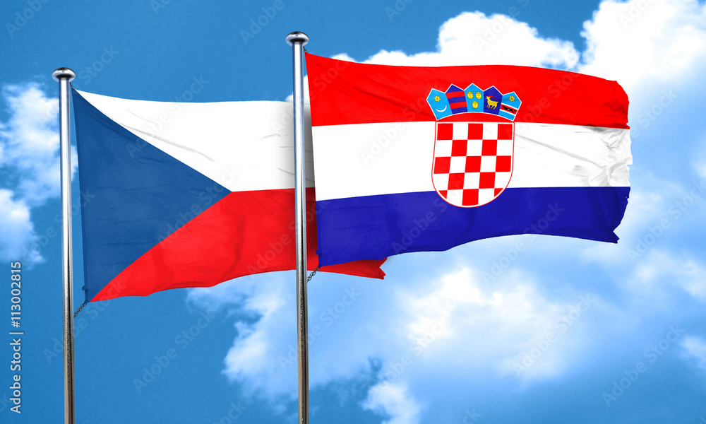 czechoslovakia flag with Croatia flag, 3D rendering czechoslovakia flag with Croatia flag, 3D rendering