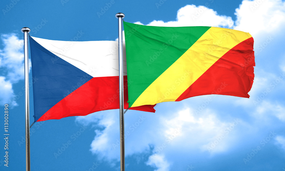 czechoslovakia flag with congo flag, 3D rendering czechoslovakia flag with congo flag, 3D rendering