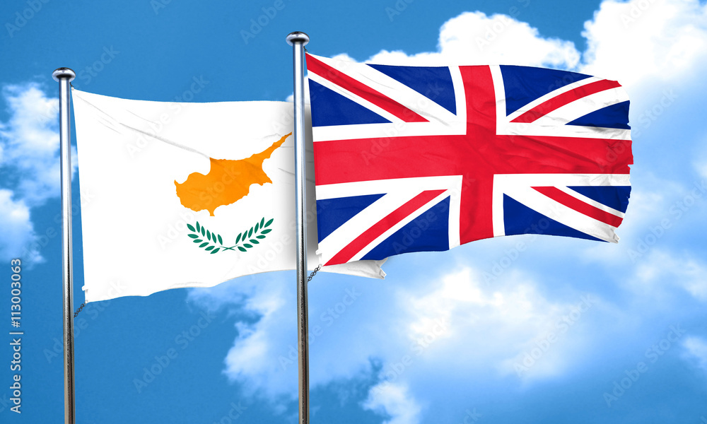 Cyprus flag with Great Britain flag, 3D rendering