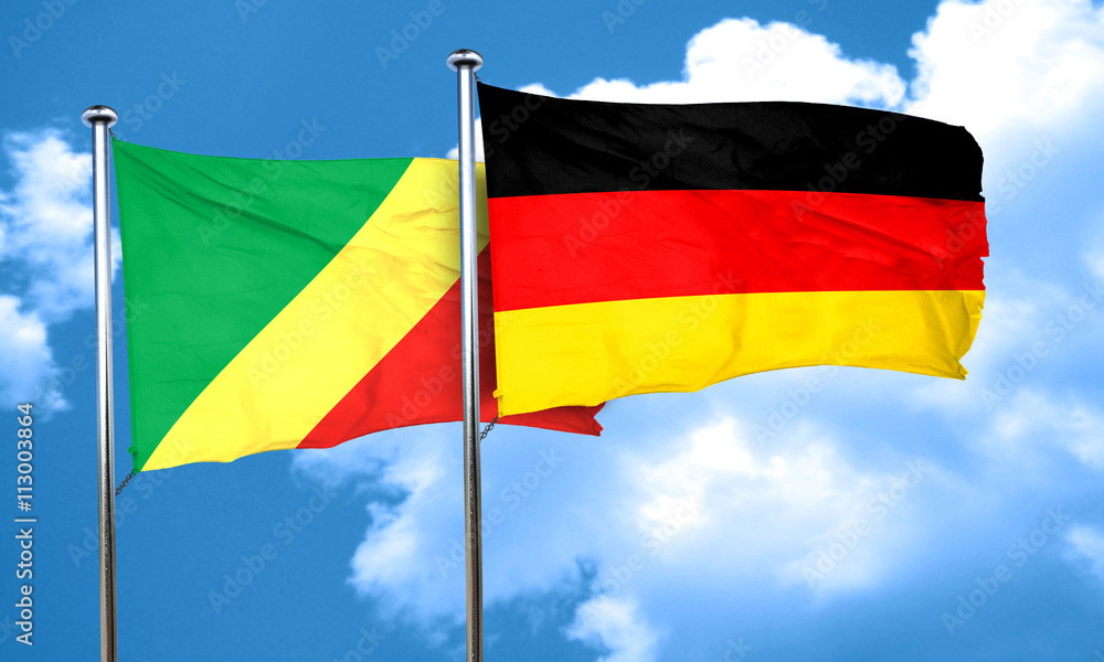 Congo flag with Germany flag, 3D rendering Congo flag with Germany flag, 3D rendering
