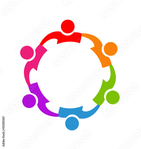 Teamwork hugging people logo vector