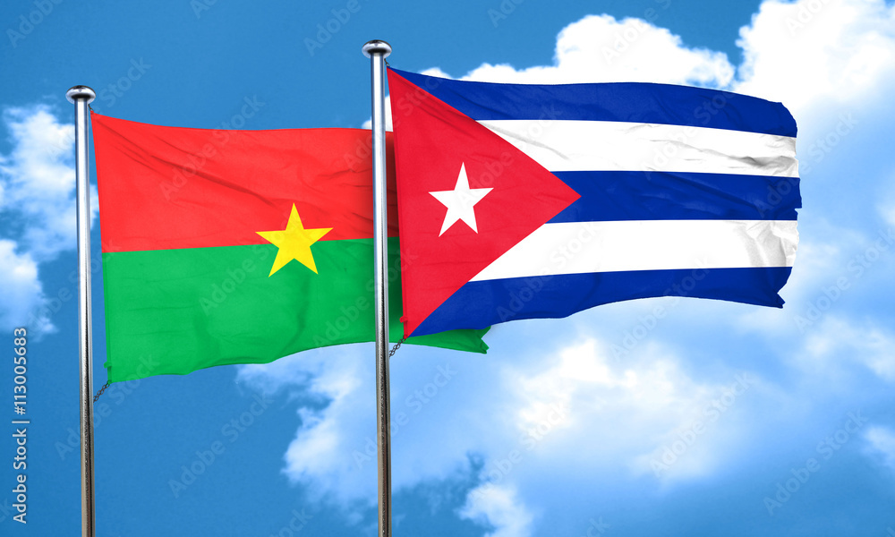 Burkina Faso flag with cuba flag, 3D rendering Burkina Faso flag with cuba flag, 3D rendering