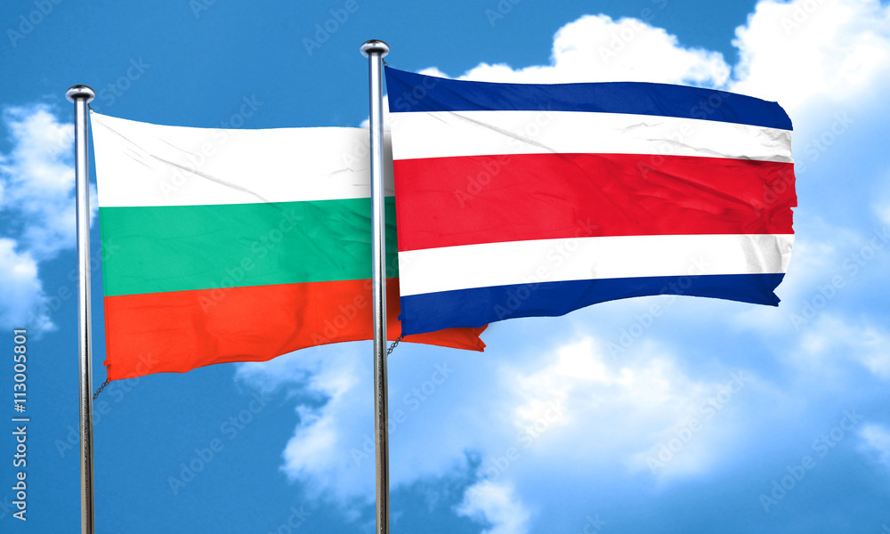 bulgaria flag with Costa Rica flag, 3D rendering bulgaria flag with Costa Rica flag, 3D rendering