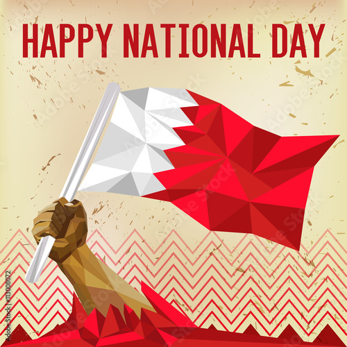 Happy National Day Bahrain - Flag On Vintage Old Paper Backgroun