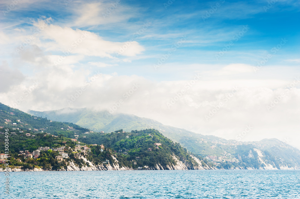 Beautiful view of the Ligurian coast, Italy