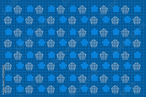 Vector Black Mesh With White Polygon Pattern On Blue Background. for Background. Fabric.Print.