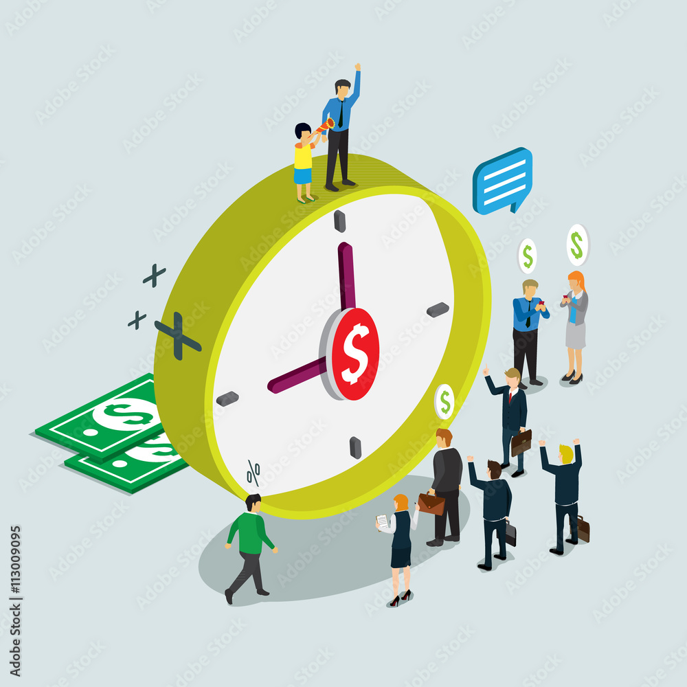 time is money in business work with isometric concept time is money in business work with isometric concept