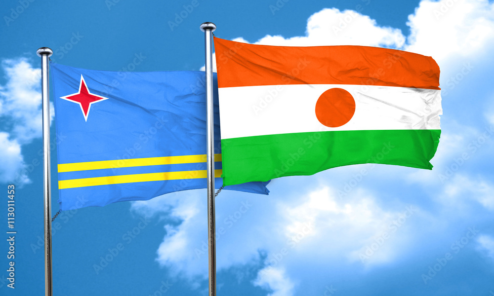 aruba flag with Niger flag, 3D rendering aruba flag with Niger flag, 3D rendering