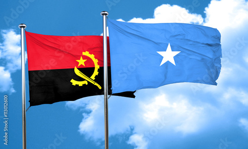 Angola flag with Somalia flag, 3D rendering