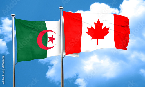 algeria flag with Canada flag, 3D rendering