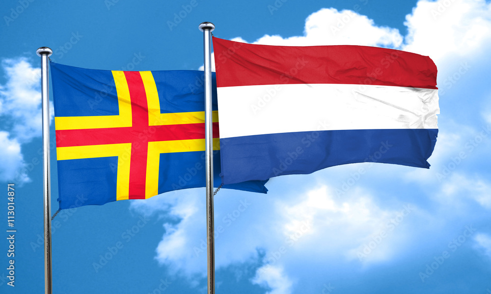 aland islands with Netherlands flag, 3D rendering aland islands with Netherlands flag, 3D rendering