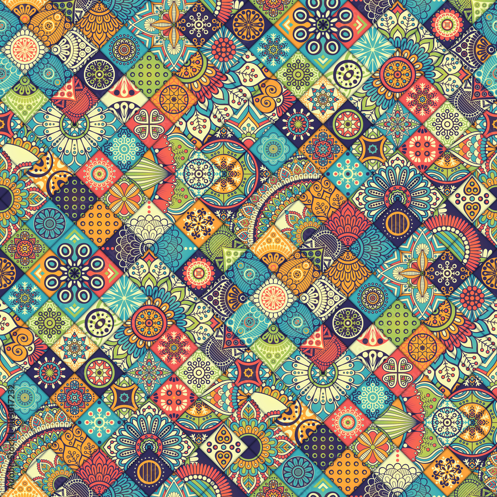 Ethnic floral seamless pattern