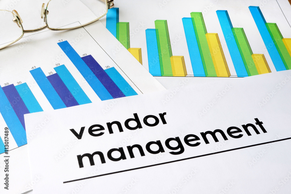 Ταπετσαρία Paper with words Vendor management and charts.