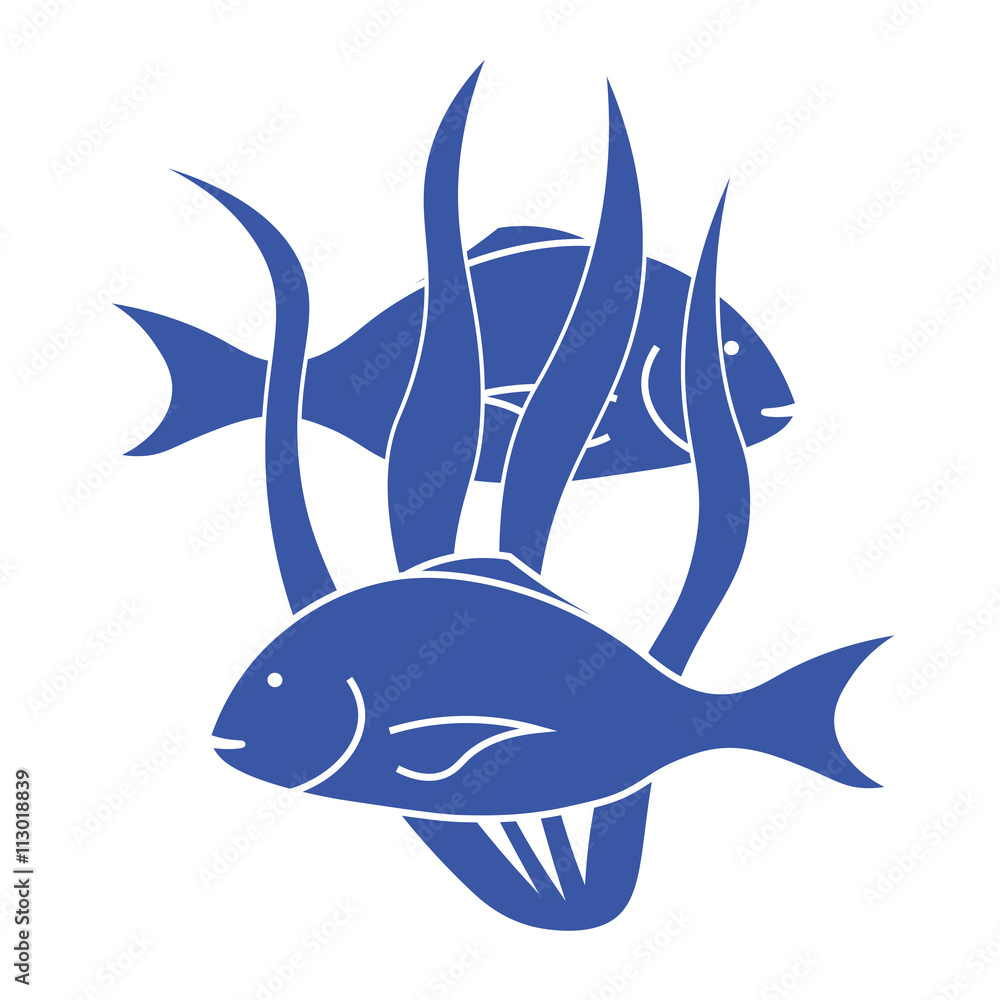 Two fish in the algae. Two cartoon fish. Two fish tattoo. Stock Vector |  Adobe Stock