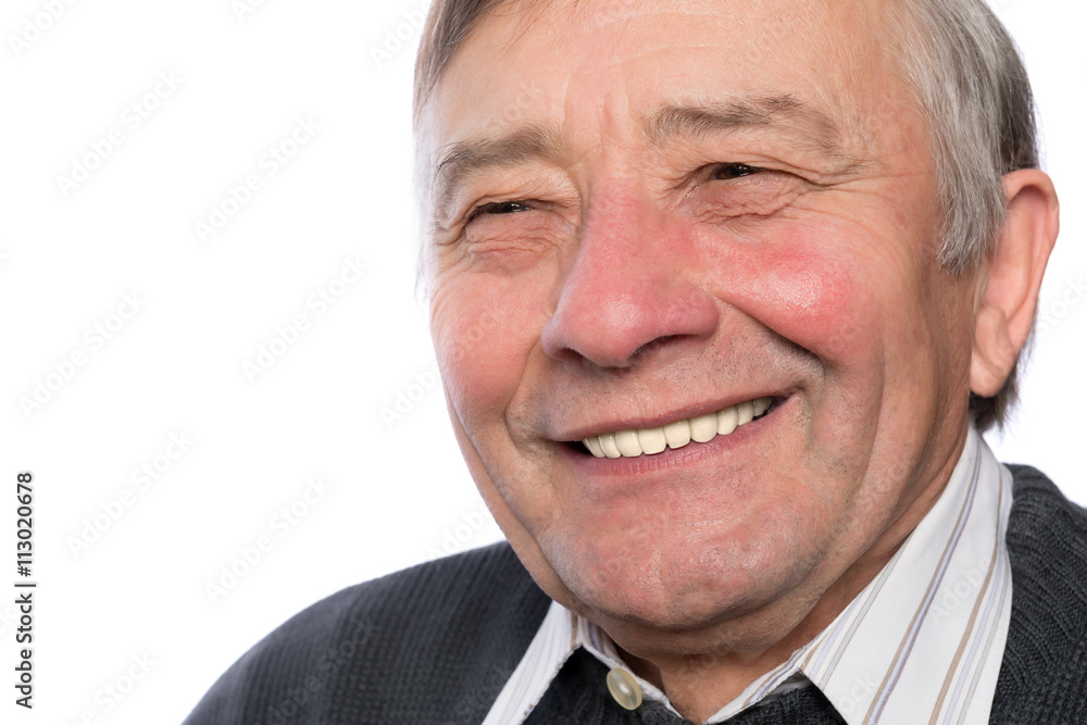 Close up portrait of an elegant senior man isolated on white bac Close up portrait of an elegant senior man isolated on white bac