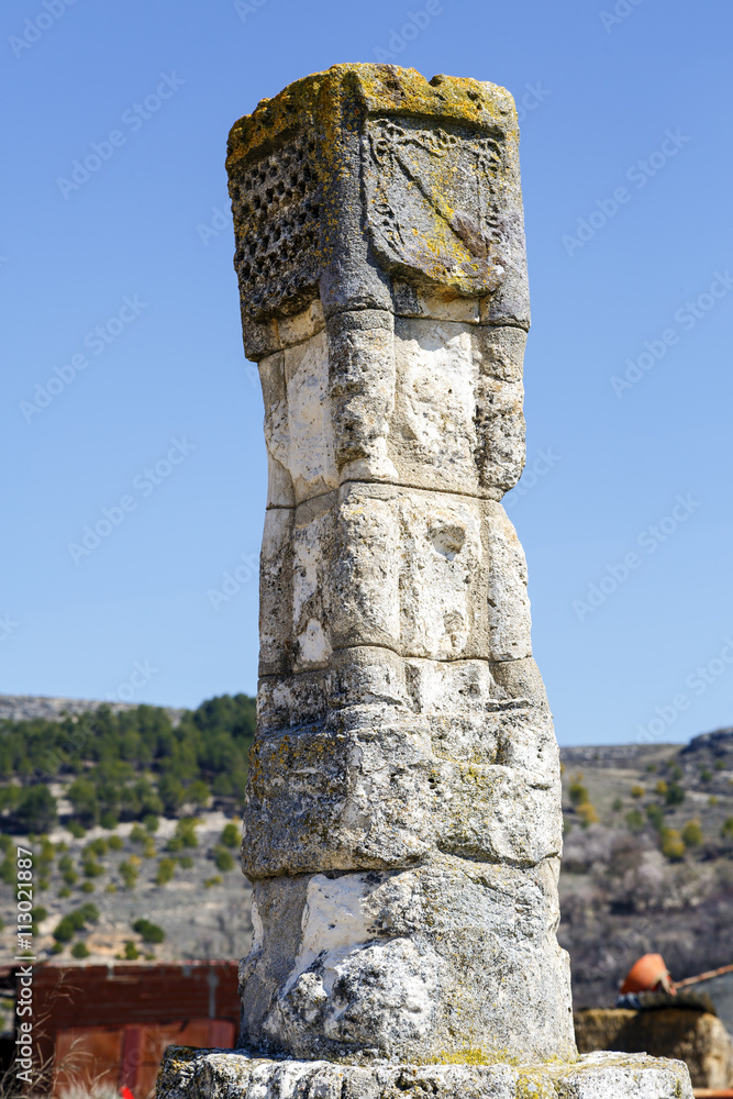 Monolith carved stone entrance Curiel de Duero