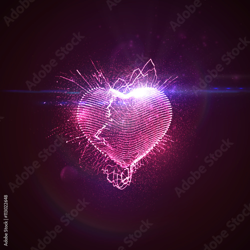 3D illuminated neon heart