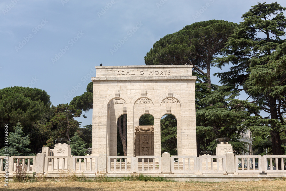 the Mausoleo Ossario Garibaldino  on the Janiculum Hill in Rome, dedicated to the fallen for Rome between 1849 (II Roman Republic) and 1870