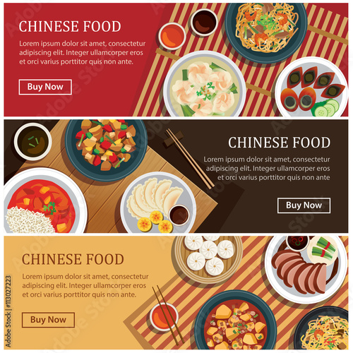 Chinese food web banner.Chinese street food coupon.