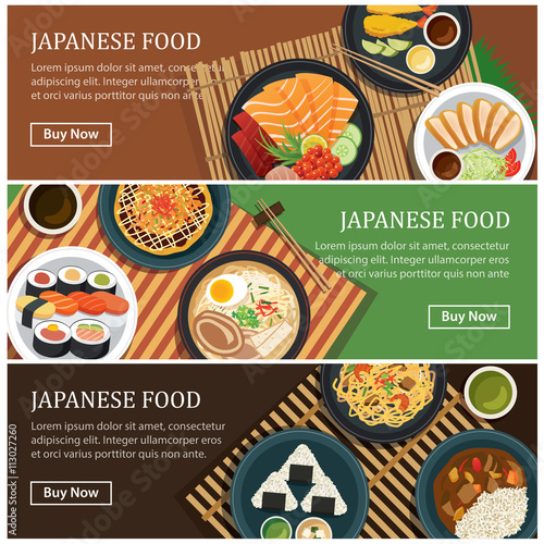 Japanese food web banner.Japanese street food coupon.