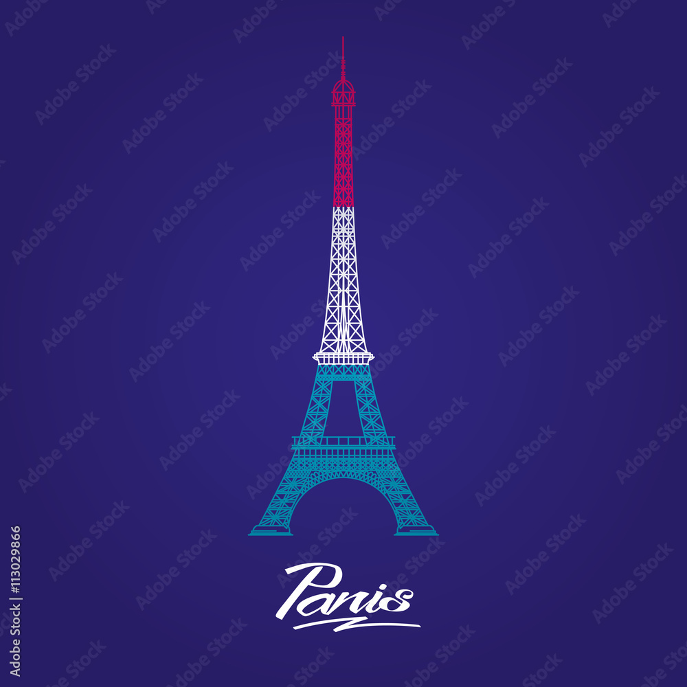 illustration of Eiffel tower line vector