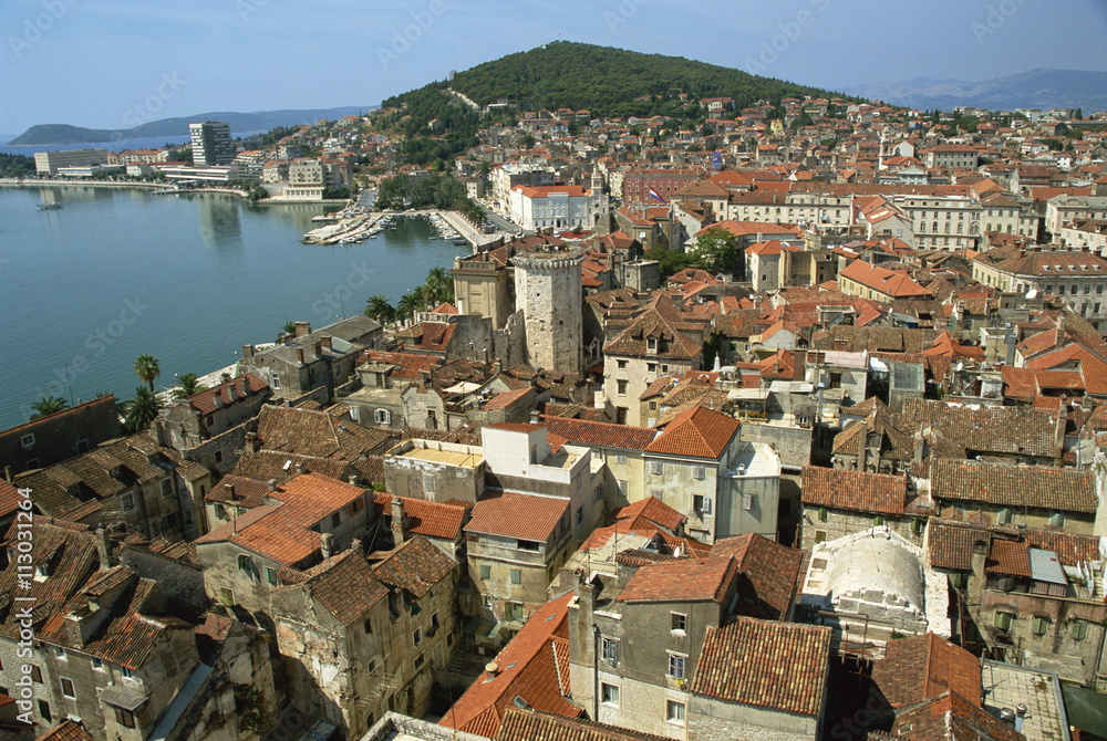 Roofscape of city from belltower, Split, Dalmatia, Croatia Roofscape of city from belltower, Split, Dalmatia, Croatia