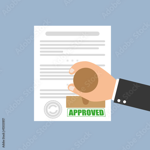 Approved stamp in hand businessman
