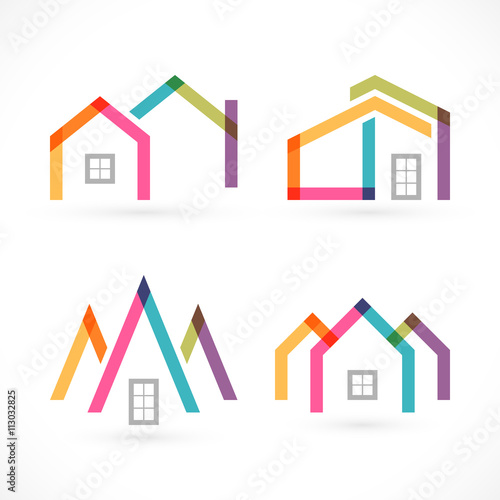 Creative house abstract real estate icons set
