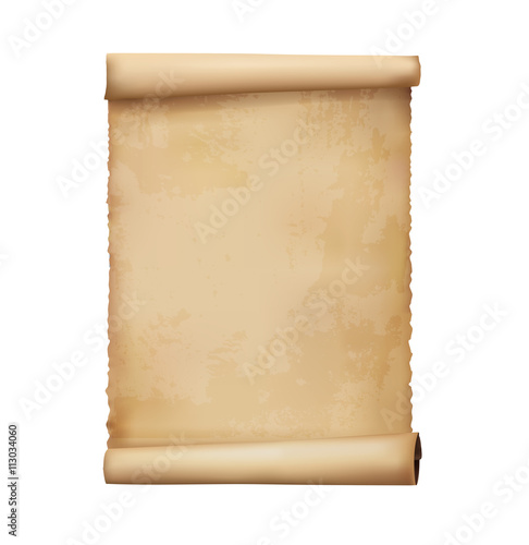 Old vintage scroll isolated on white background
