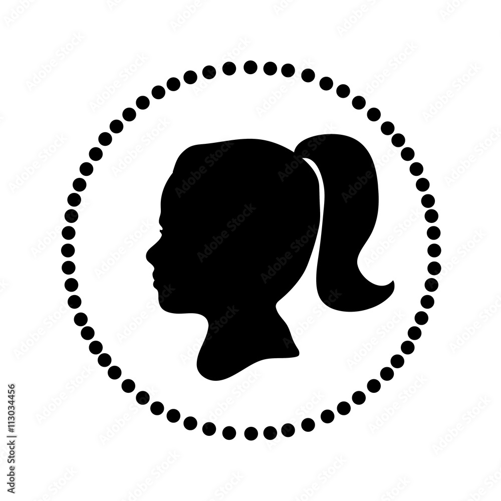 Black silhouette of girl in frame Black silhouette of girl in frame