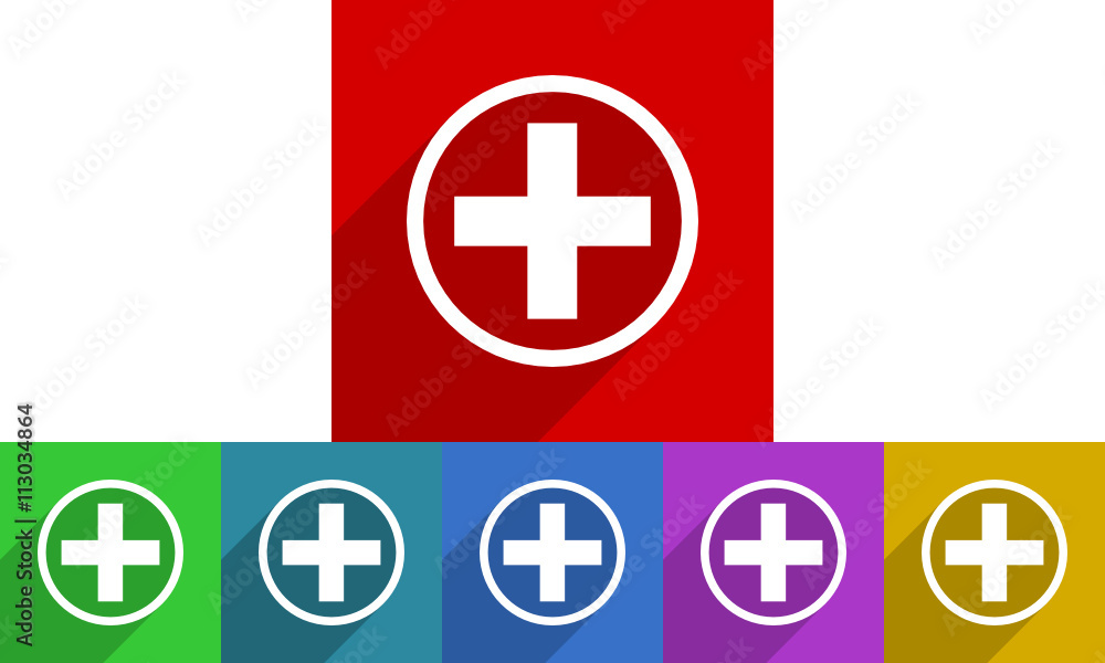 Flat design vector plus icon set Flat design vector plus icon set