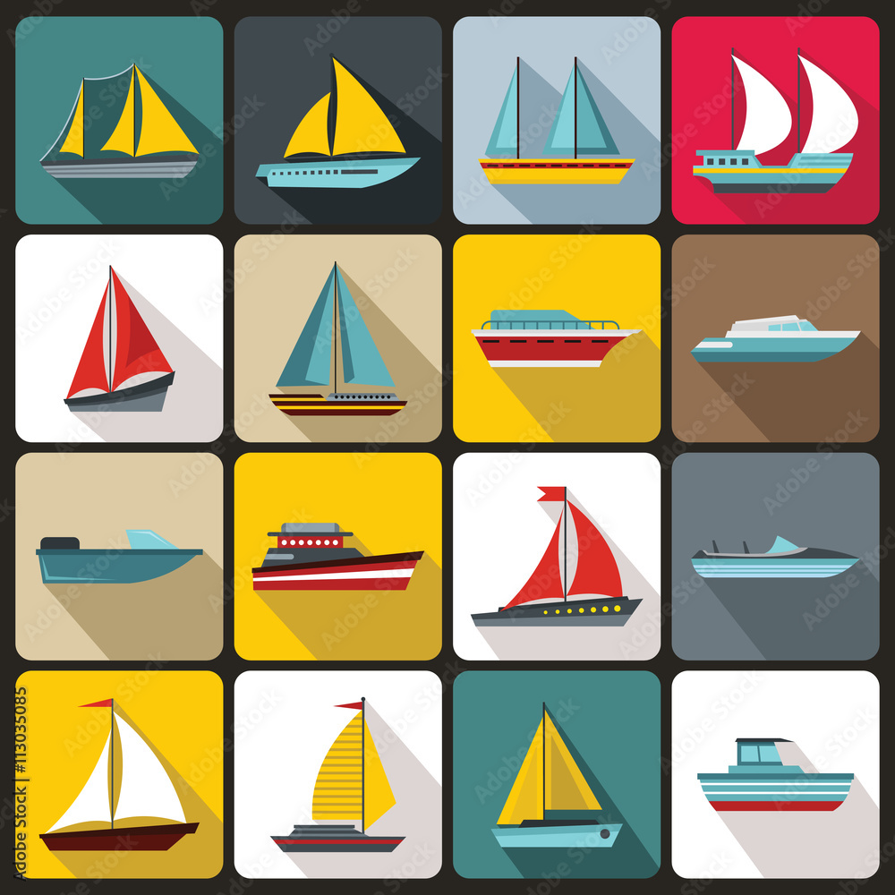 Boat and ship icons set