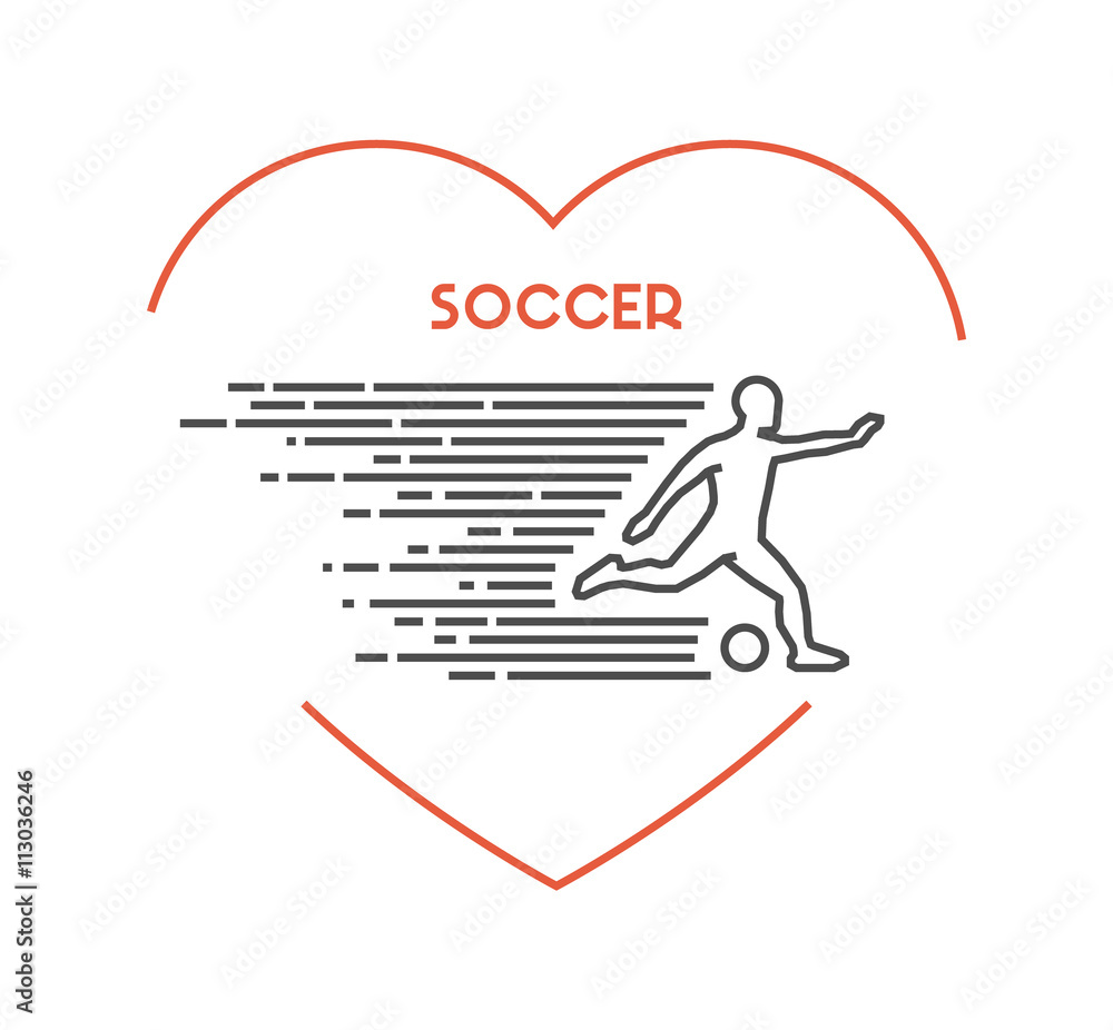 Line vector symbol for soccer with open path Line vector symbol for soccer with open path