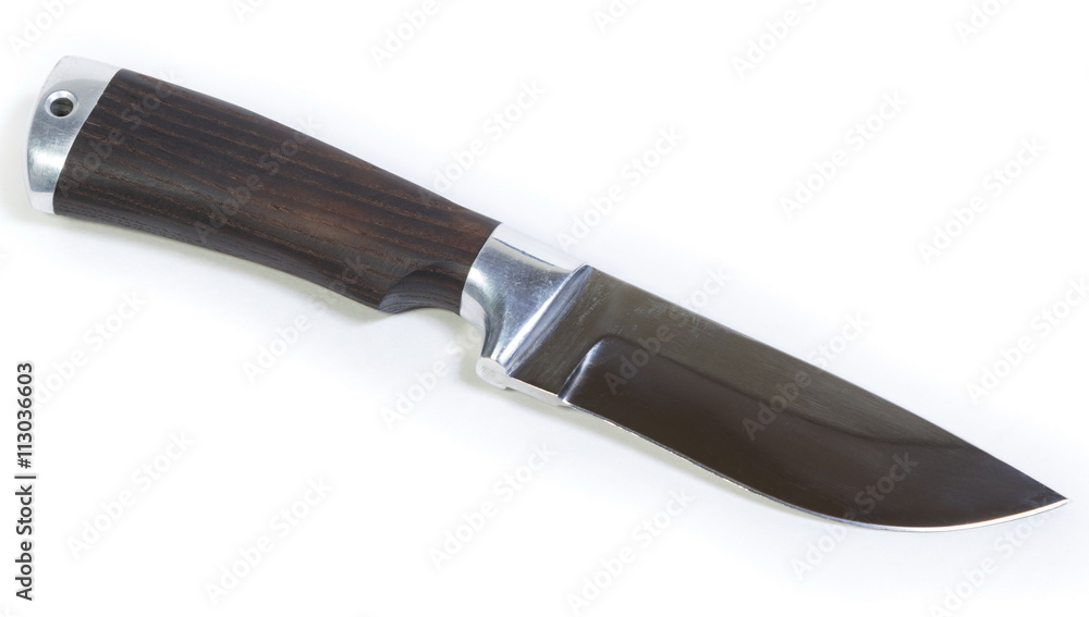 Beautiful hunting knife against white background Beautiful hunting knife against white background