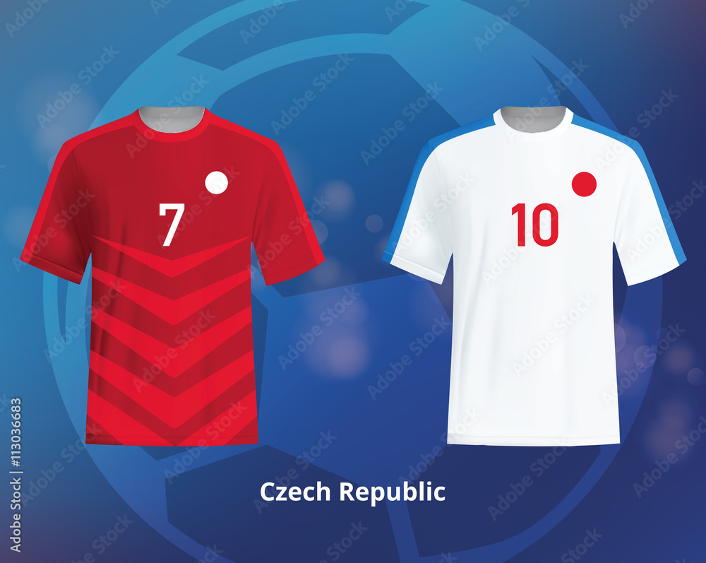 Vecteur Stock Color soccer T-shirts of Czech Republic. Football team  equipment | Adobe Stock