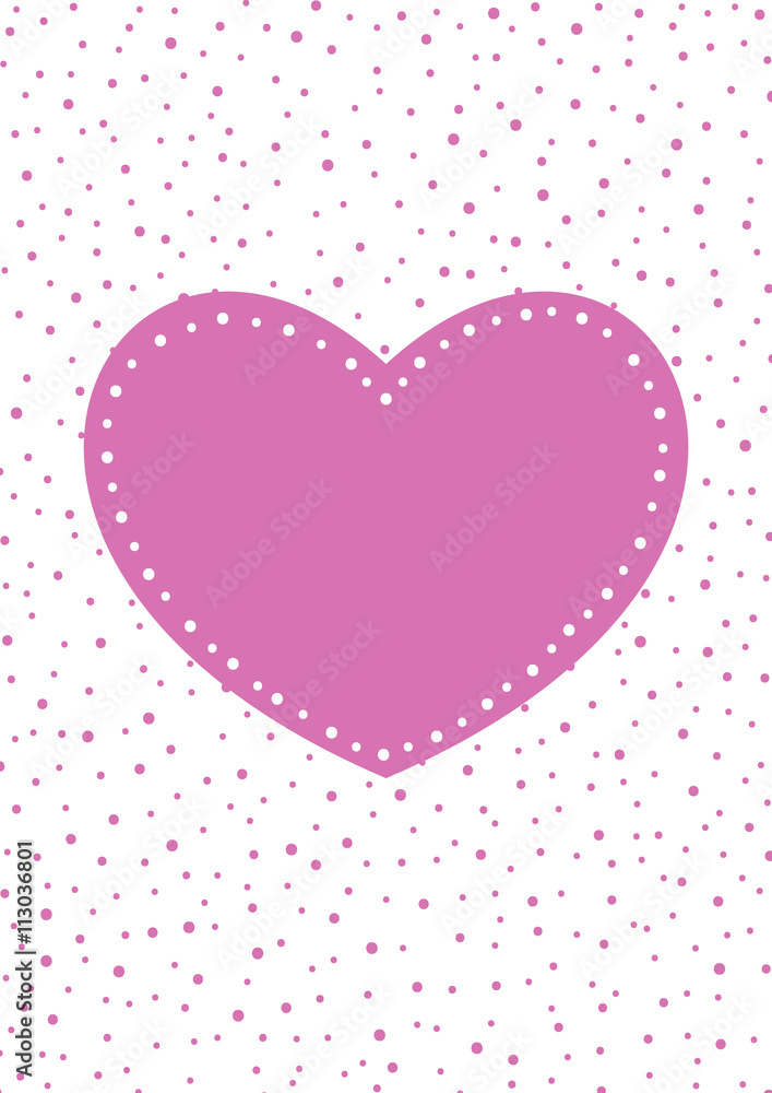 Valentine card with pink heart and circles