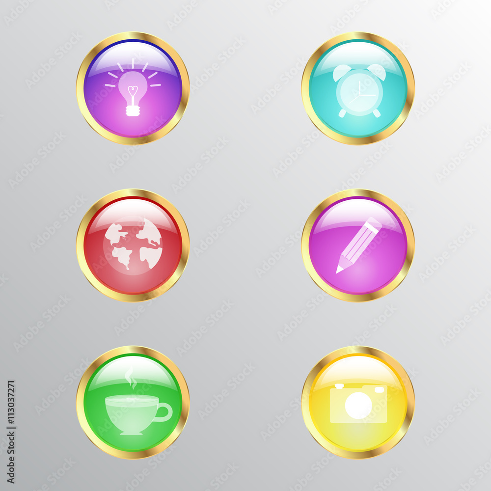 Modern social media color buttons interface Modern social media color buttons interface