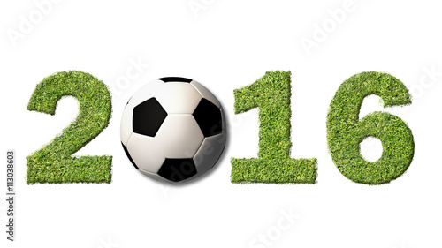 Rasen geformt als 2016 mit einem Fußball 