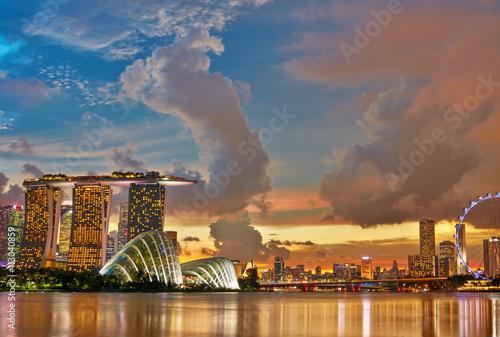 Singapore Skyline after sunset photo