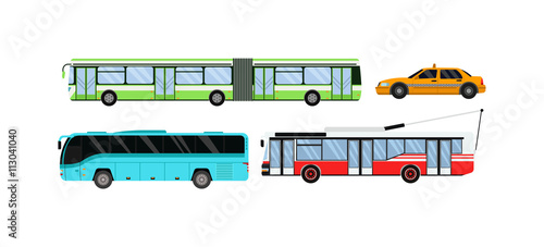City public transport set vector illustration.