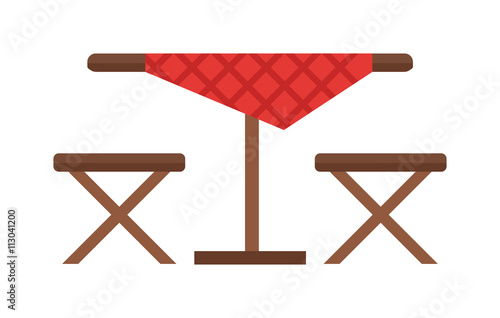 Camping table and chair vector set.