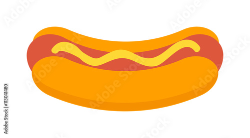 Hotdog isolated vector illustration.
